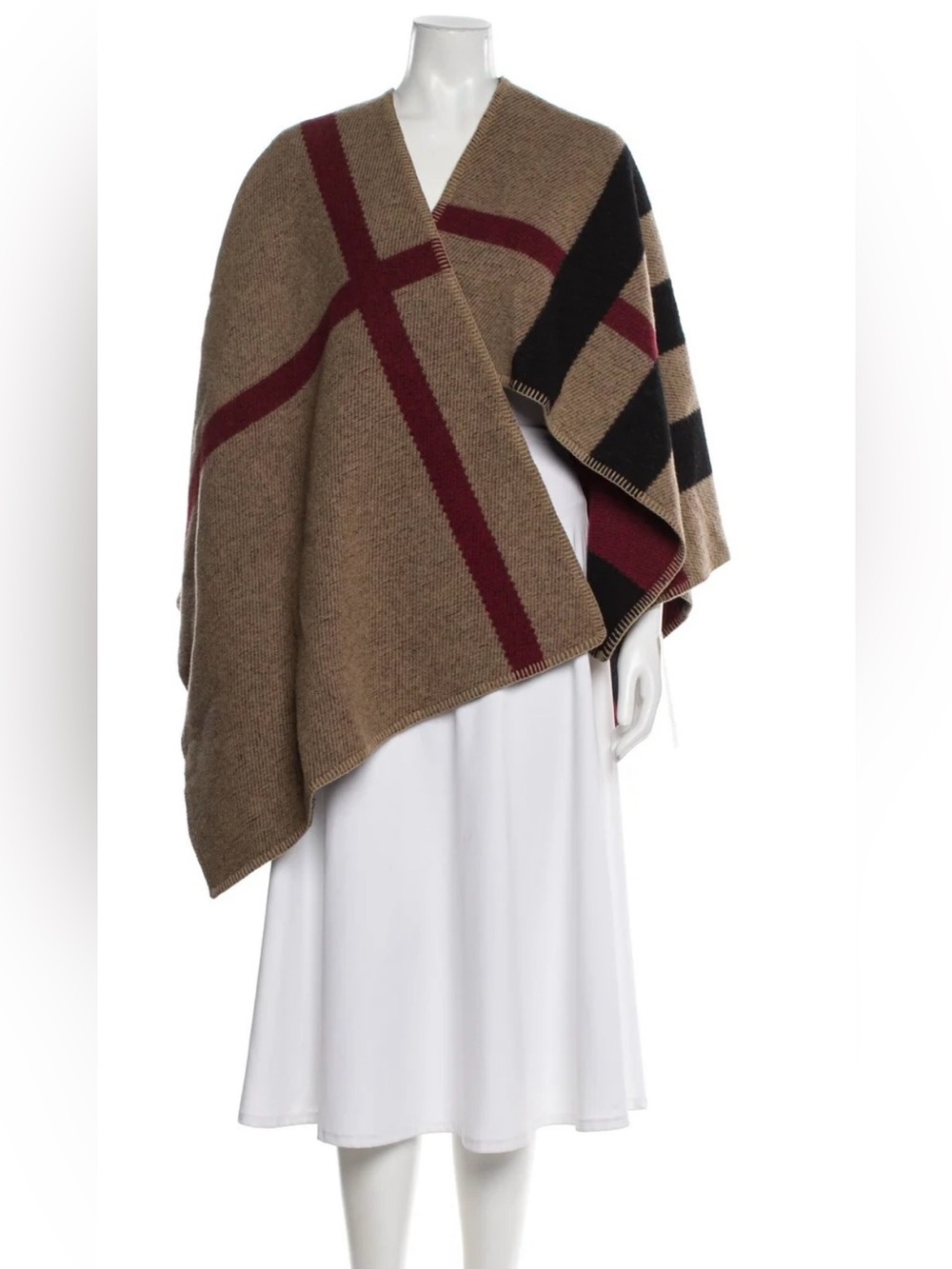 Burberry Prorsum Mega Check Wool Cashmere Poncho